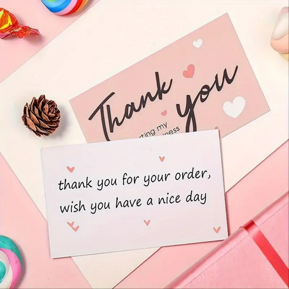 50pcs Elegant Thank You Cards for Small Business - High-Quality